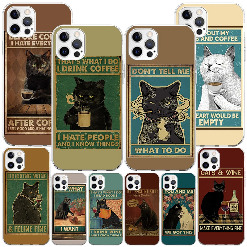 Funny Cat Poster Daily Life Phone Case For iPhone 16 Pro Max 15 + 14 Plus 11 12 13 Mini Xs X XR 7 8 SE Personalized Gift Print C