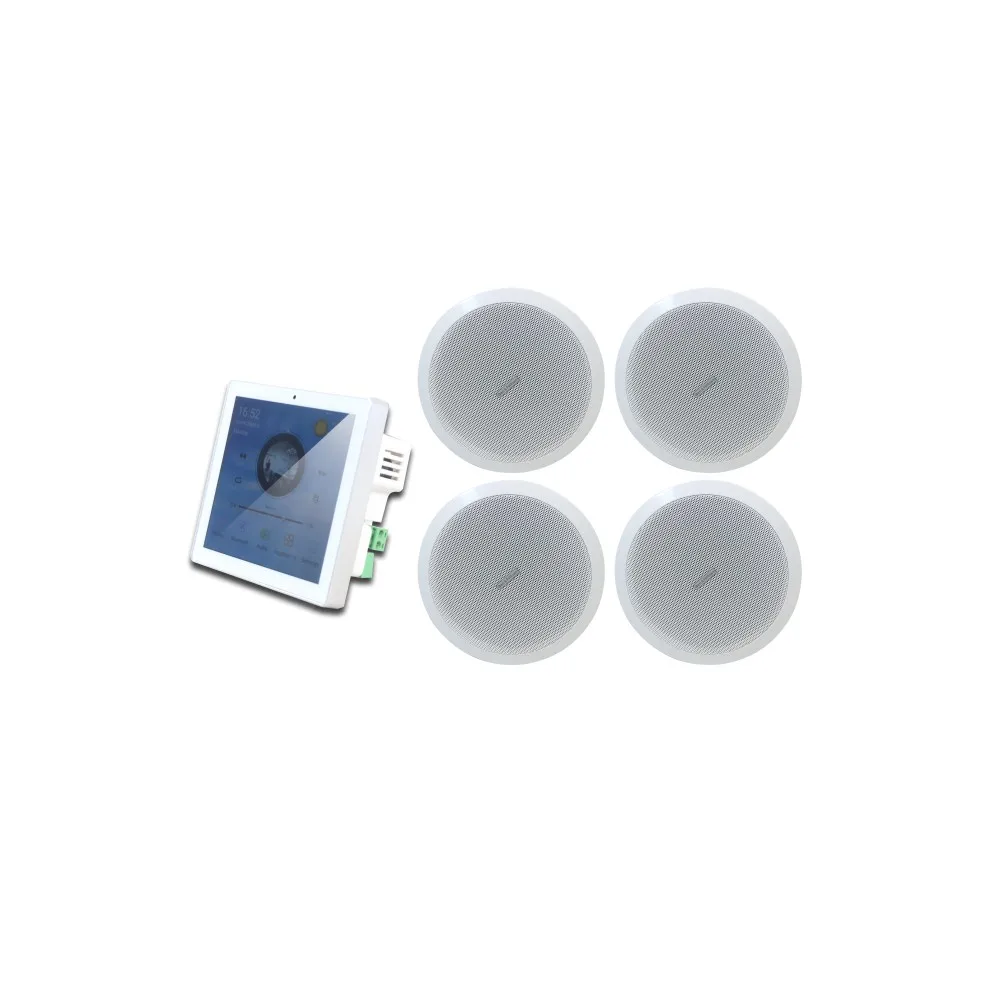 Android Smart Home Audio System Touch Screen 2 * 25w Mini Wireless Digital Bluetooth Wall Amplifier with 4 Ceiling Speakers
