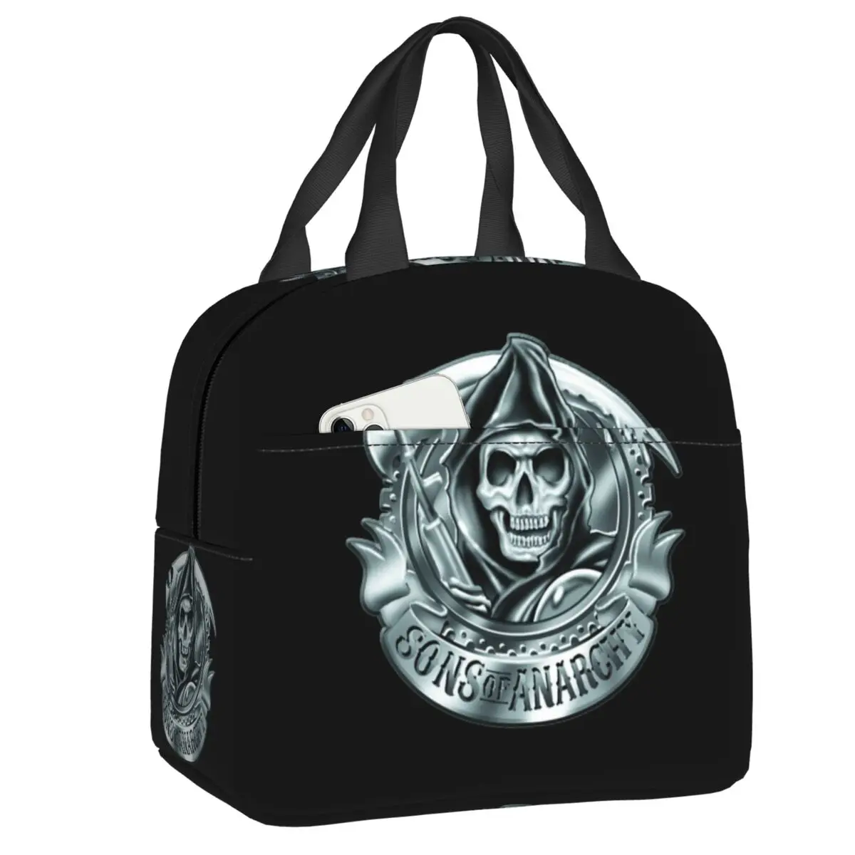 

Пользовательские The Death Reaper Sons Of Anarchy Сумка для обеда Мужчины Женщины Кулер Теплый изолированный ланч-бокс Школьная работа Еда Пикник Сумки-тоут