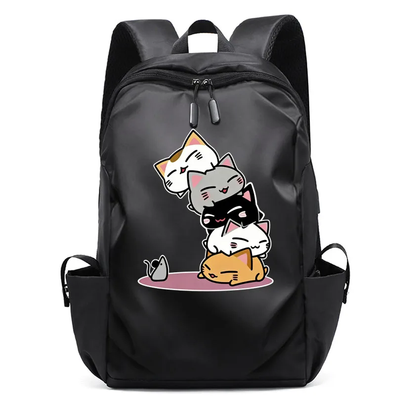 

Водонепроницаемый деловой рюкзак для ноутбука, мужские школьные рюкзаки для ноутбука, человеческая пирамида, кошка, мультяшный узор, женский рюкзак с принтом