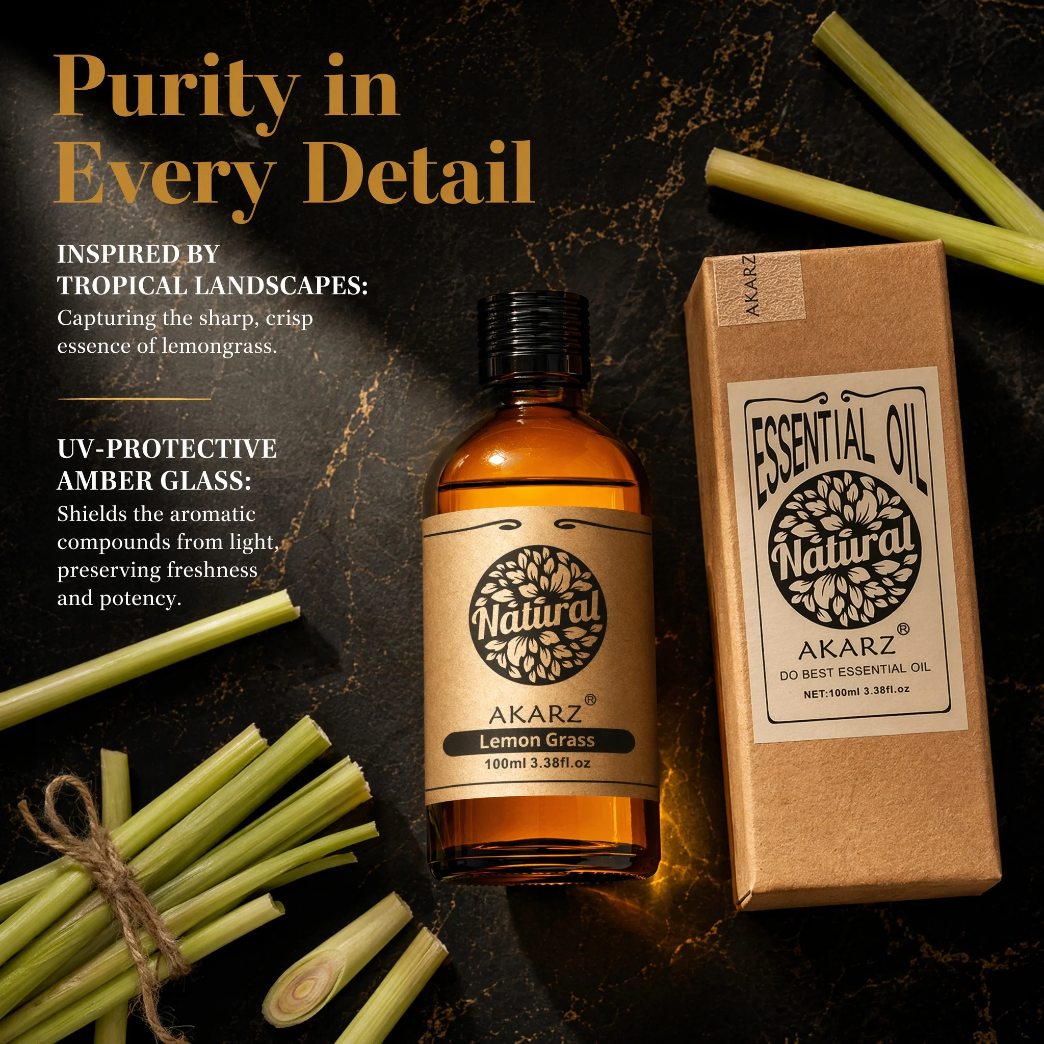 AKARZ Lemon Grass Essential Oil Natural Aromatherapy Prevent Beriberi Mosquito Repellent Relax Lemon Grass Oil