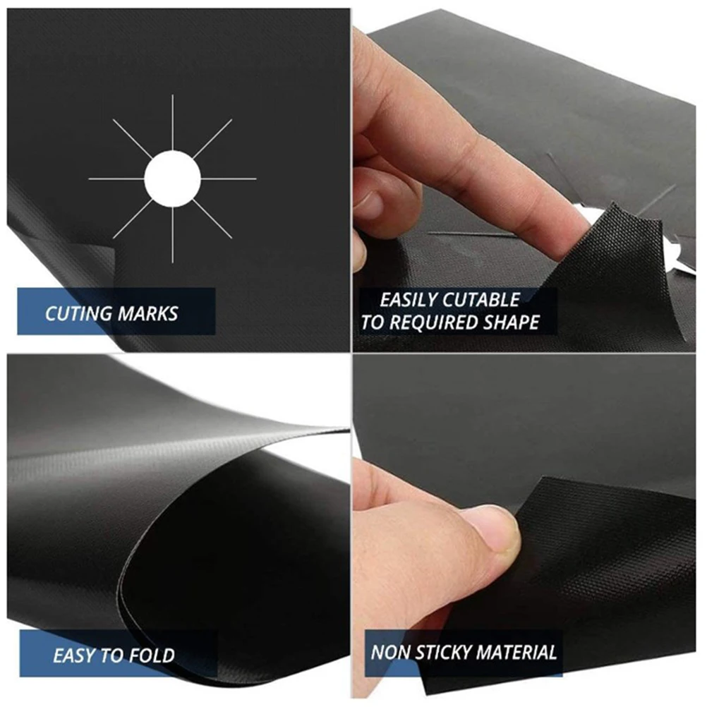 

8pcs Gas Stove Mat Burner Cover Gap Filler Seal Cooker Protector PTFE Reusable Heat Resistant Easy Clean Suitable Ovens Kitchen