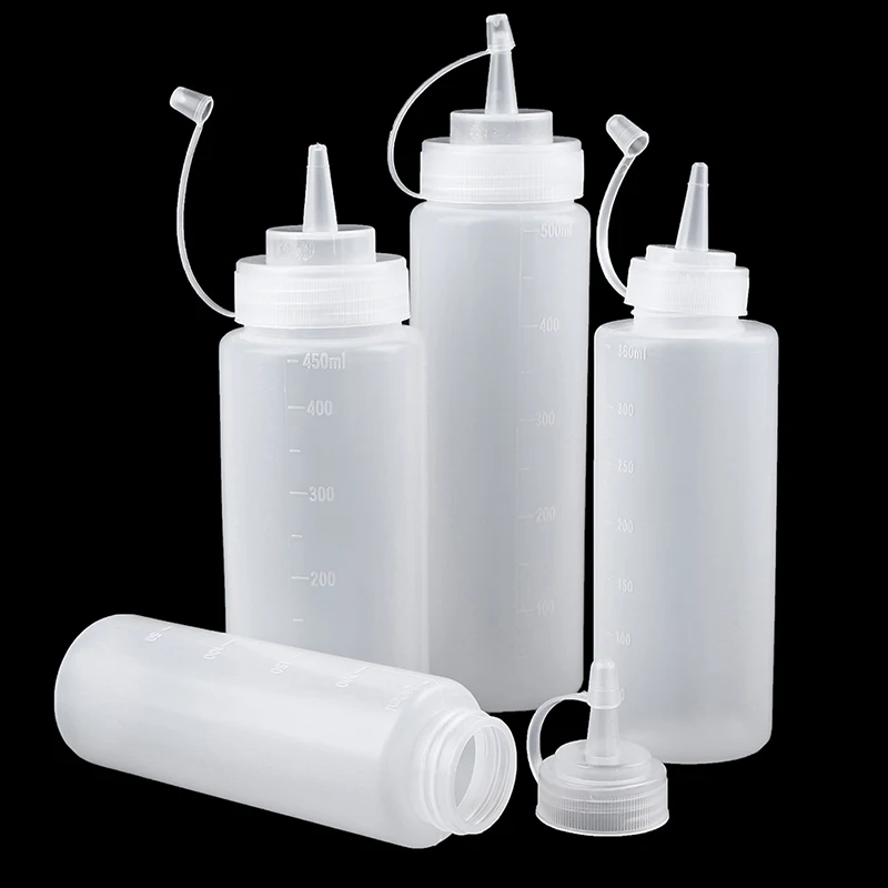 3PCS Squeeze Squirt Condiment Bottles With Cap Lid Salad Sauce Dispenser Bottle