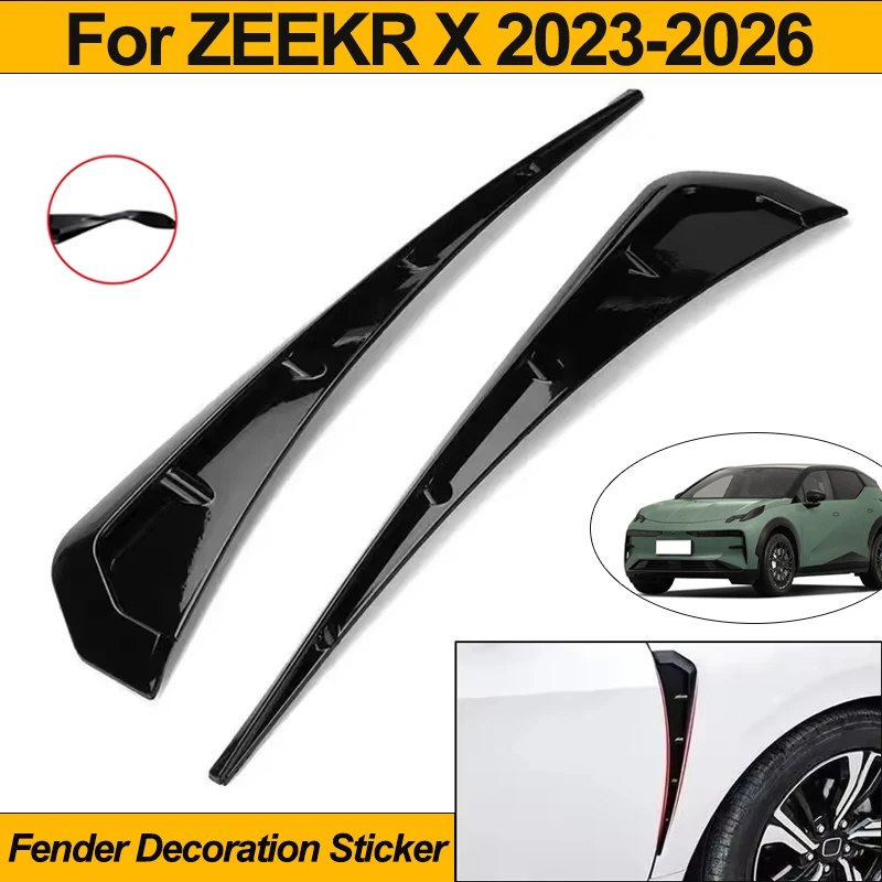 For ZEEKR X 2023-2026 2Pcs Side Fender Spoiler Wind Knife Side Gills Air Vent Decor Stickers Car Styling 2024 2025