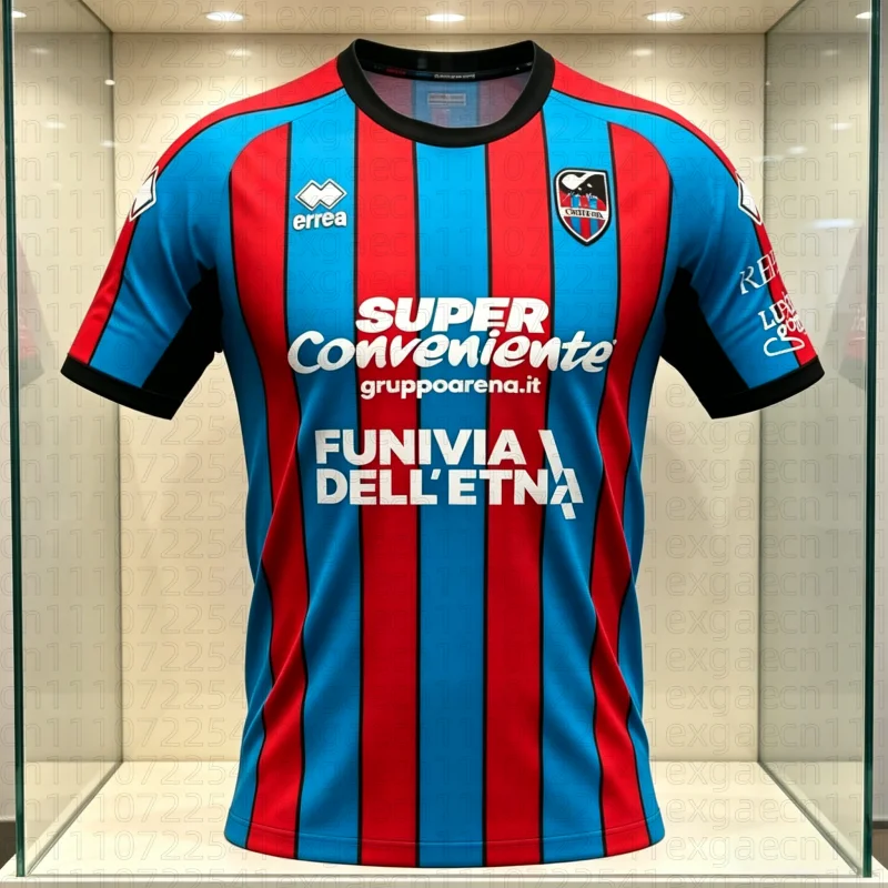 Camisa de Futebol Estilo Fashion Catania 26-27, Estilo Esportivo, Camiseta Digital 3D para Adultos e Crianças, Manga Curta, Família e Kids