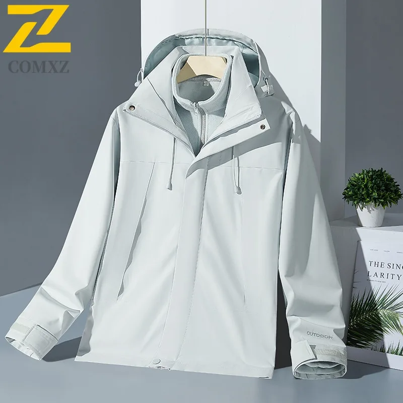 معطف رجالي مقاوم للمطر من COMXZ عالي الجودة مقاوم للرياح ومقاوم للماء للتزلج والسفر والتسلق سترة اسكواش ملابس خارجية مقاومة للتخييم #4