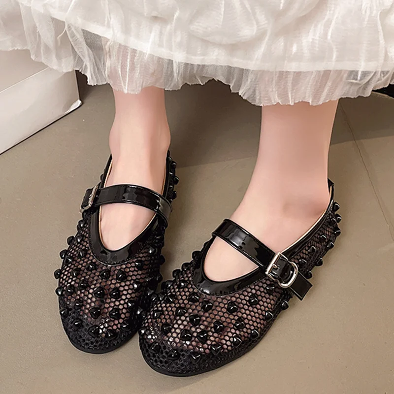 

Женские лоферы-сандалии на плоской подошве, повседневные дизайнерские летние сетчатые модные спортивные туфли 2026 года, трендовые, удобные для ходьбы, женские туфли