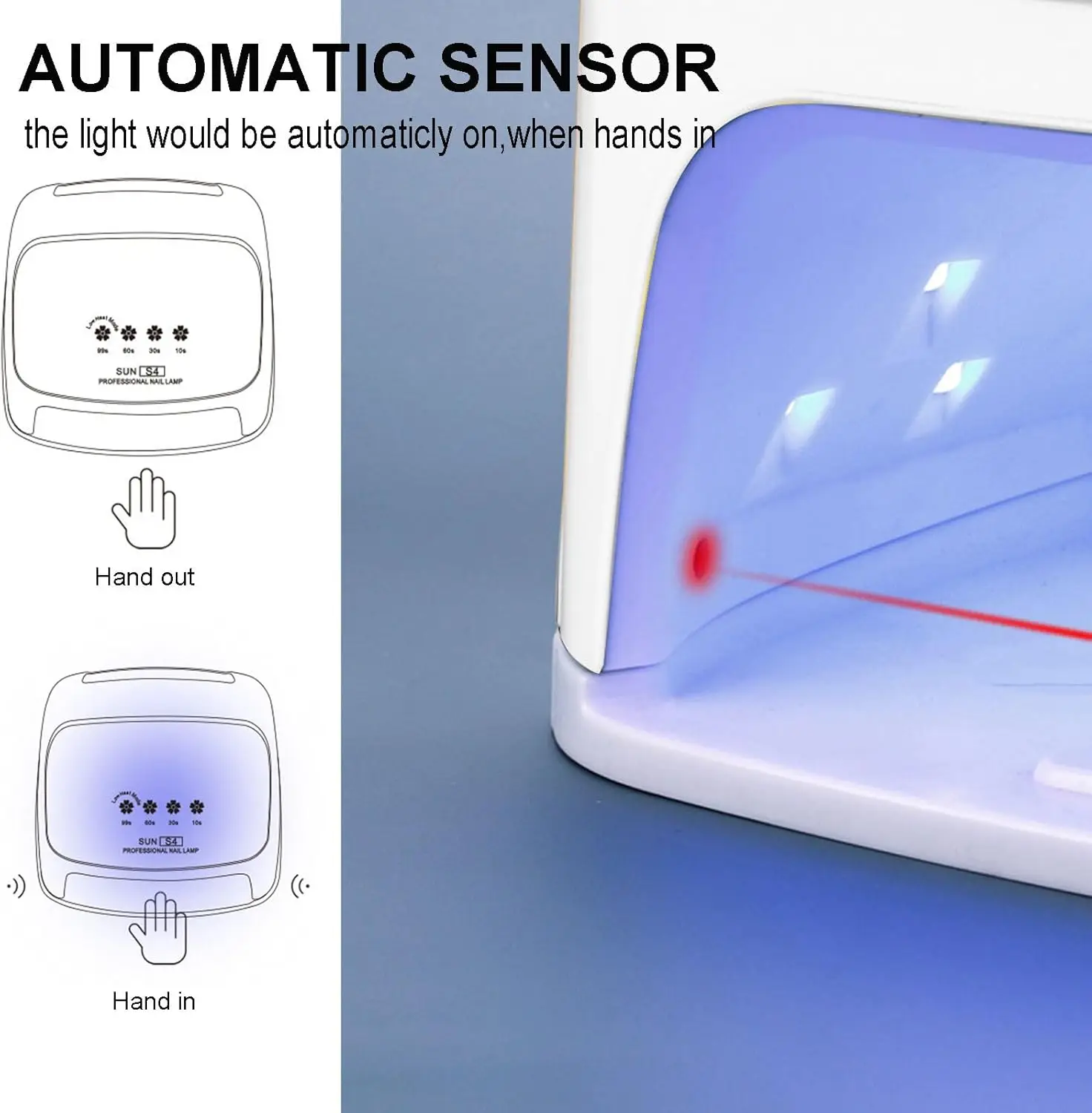 مصباح أظافر LED بالأشعة فوق البنفسجية قابل لإعادة الشحن، مجفف أظافر بشاشة لمس 15600 مللي أمبير في الساعة لأظافر الجل والأكريليك