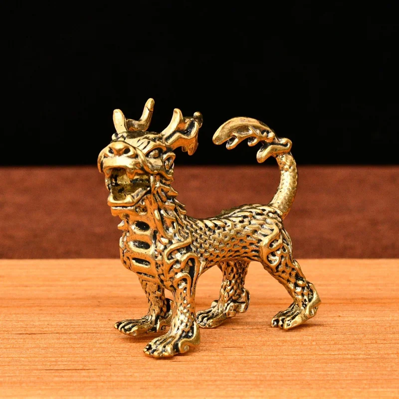 With Study Office Desktop Ornament Table Small Tea Pet Dragon Nine Sons Decoration Brass Taotie