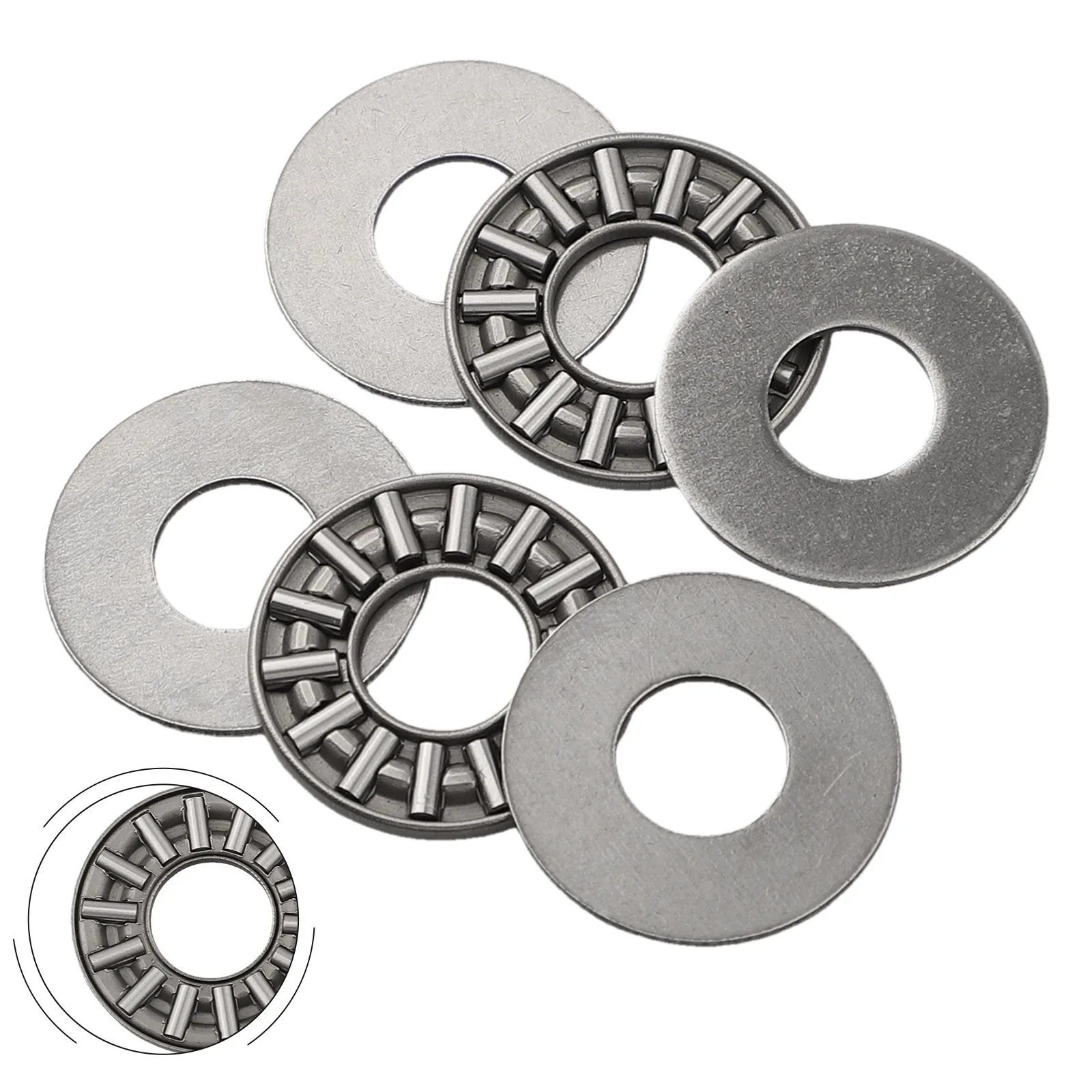 2 Pcs AXK1024 Thrust Needle Roller Bearing Set 10x24x2mm With AS1024 Washers Hardened Steel For Industrial Machinery Parts