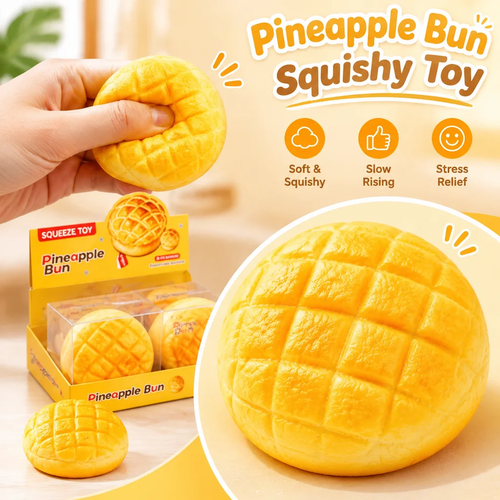 Realistic Pineapple Bun Building Blocks Handmade Squishy Stress Relief Fidget Toy Sensory Anxiety Relief Gadget Premium