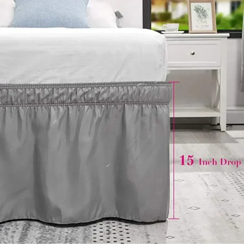 1PC Home Bed Skirt Wrap Around Elastic Band Bed Shirts Without Bed Surface Twin /Full/ Queen/ King Size for Home Decor