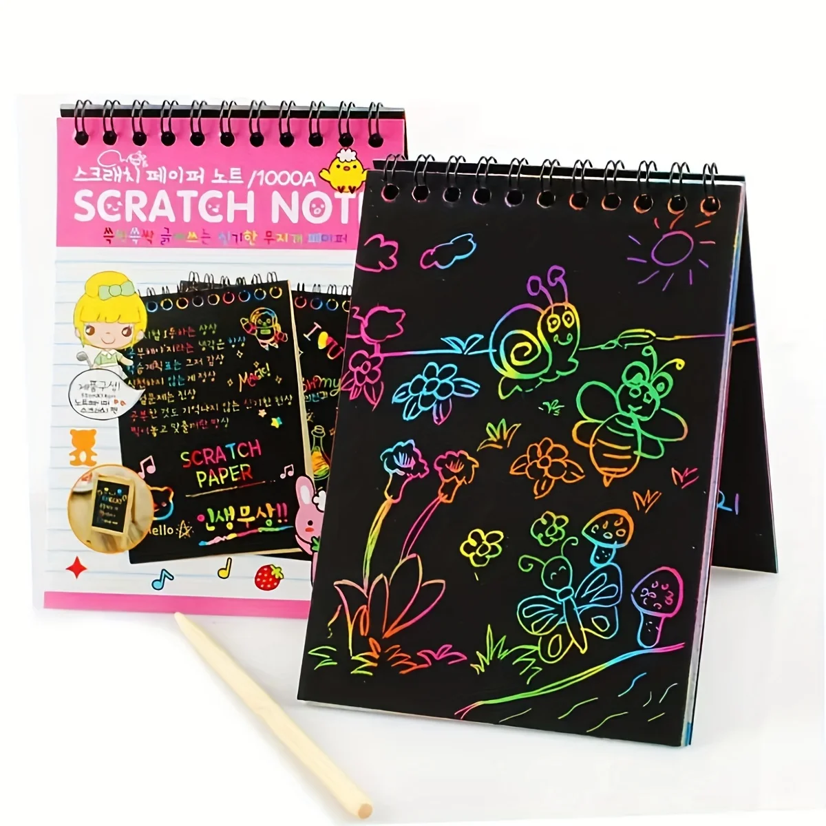 Four color options, thickened DIY scratch painting creative colorful scratch book, puzzle art paper, coil drawing book