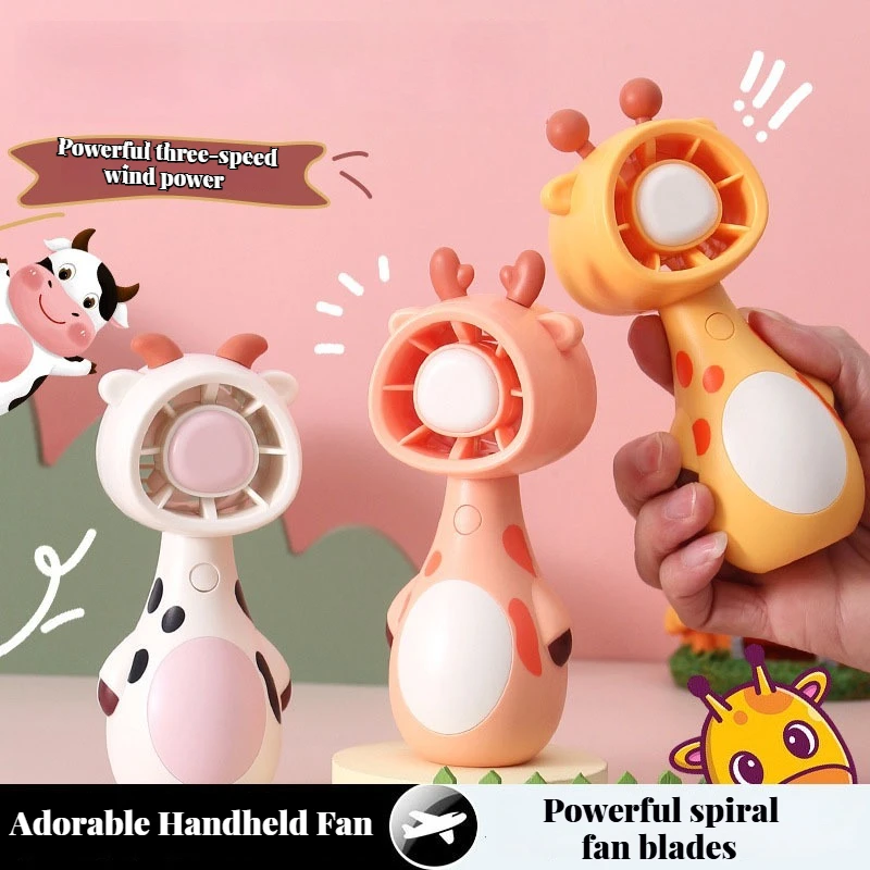 

USB Rechargeable Mini Portable Cute Cartoon Pet Handheld Fan for Students, Office Workers Outdoor Home Use