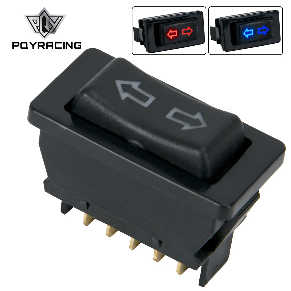 Uniwersalny automatyczny przełącznik do podnoszenia elektryczny włącznik do okna samochodowego 5 Pin DC 12V 20A niebieski/czerwony kolor światła i uprząż