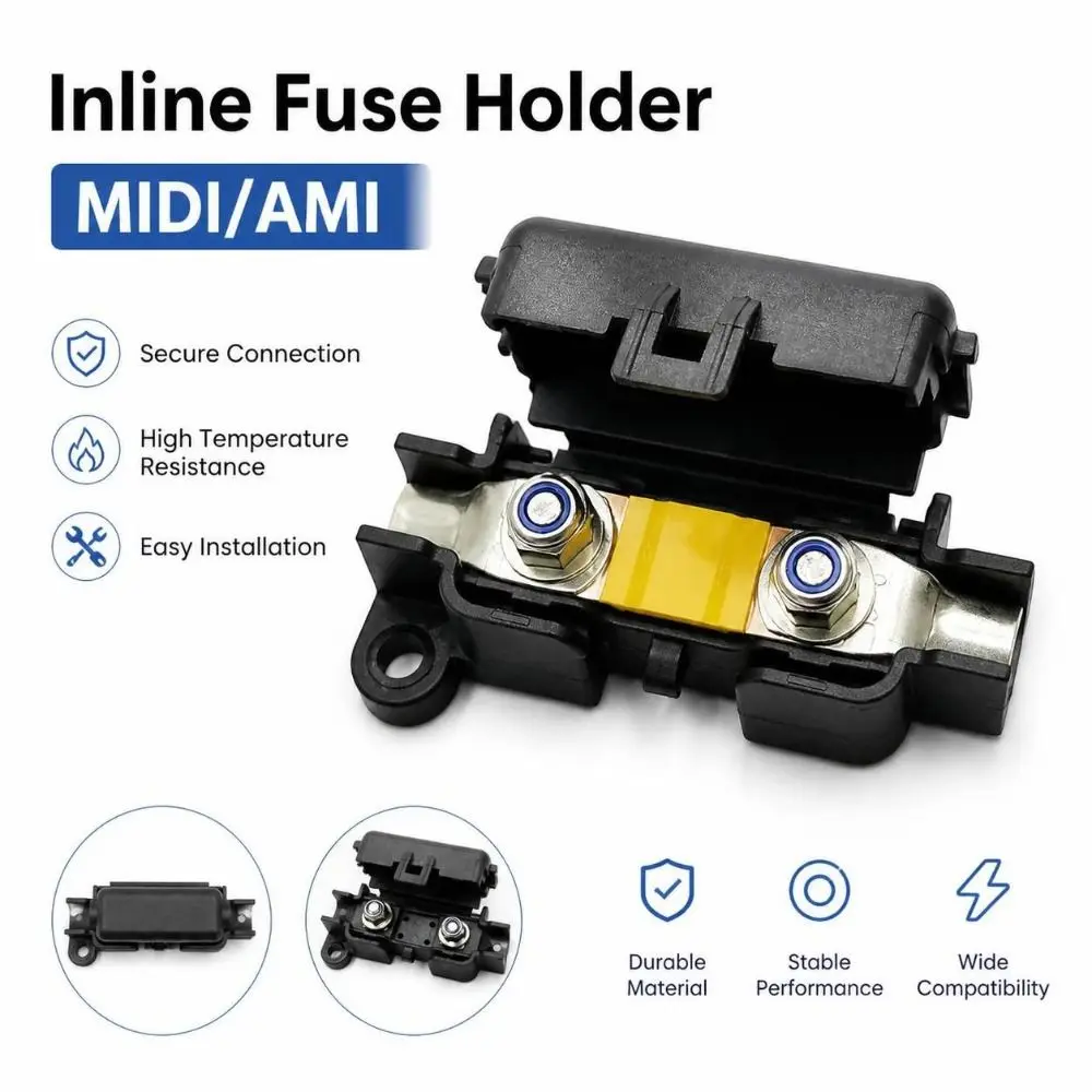 1Pcs MIDI/AMI Inline Fuse Holder Bolt-Down Studs 30A-200A Strip Fuse Holder PA66 Protective Cover Fuse Box