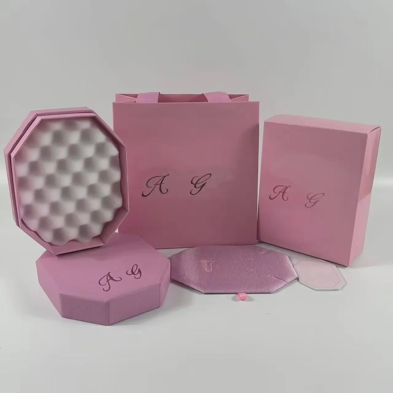European and American exquisite necklace bracelet earring pink box set romantic Stone Crafts accessories jewelry Package