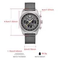 CADISEN Titanium TI-7 MULTISYNC New Moon Mens Watches Canvas Chronograph VK63 Men Gift AR Sapphire Luxury Quartz Watch For Man photo 8
