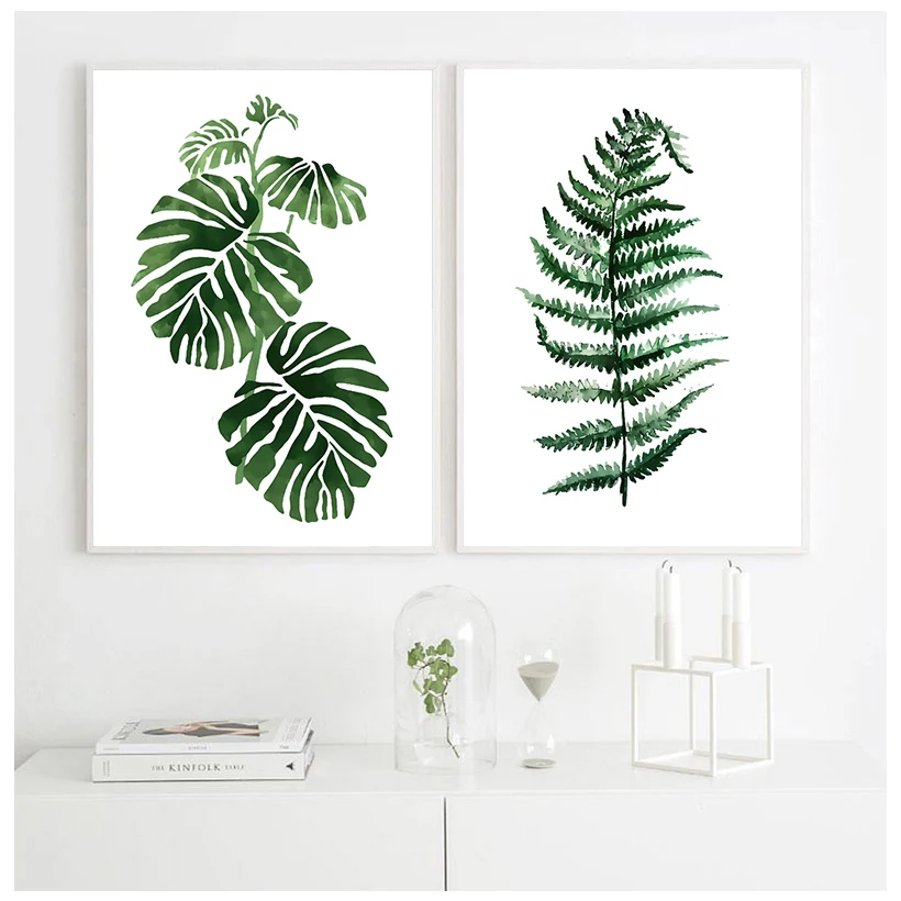 Canvas Painting Laminas Decorativas Pared Cuadros Posters And Prints Wall Art Nordic Poster Plant Green Leaves Para Wall Decor