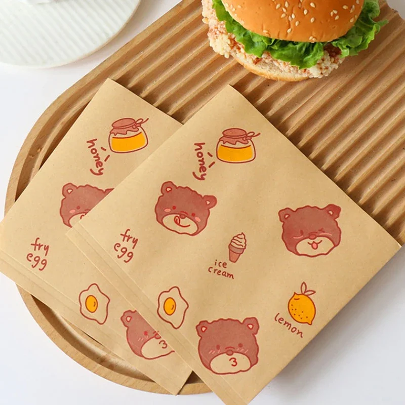 100 قطعة مغلفة الساندويتش ورق شمع الطعام همبرغر البطاطس المقلية الخبز الخبز النفط ورقة التفاف الخبز الملحقات