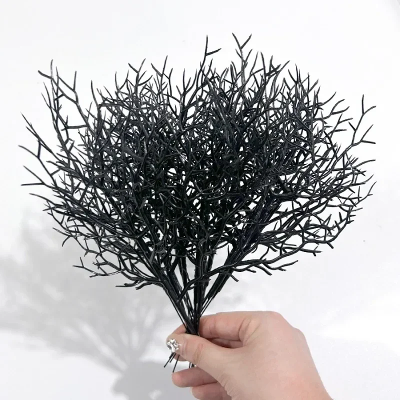 10/20Pcs Christmas Artificial Black tree branch Pine Fake Plants DIY Xmas Tree Wreath Ornaments Home Xmas New Year Plants