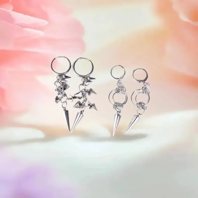 فاسق المعادن ثقب منحني سبايك أقراط للنساء القوطي الجرونج الجمالية برشام أقراط مجوهرات هدية #3