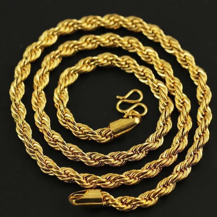 Gold necklace, men's simulated gold-plated necklace, domineering large gold chain, Fried Dough Twists chain