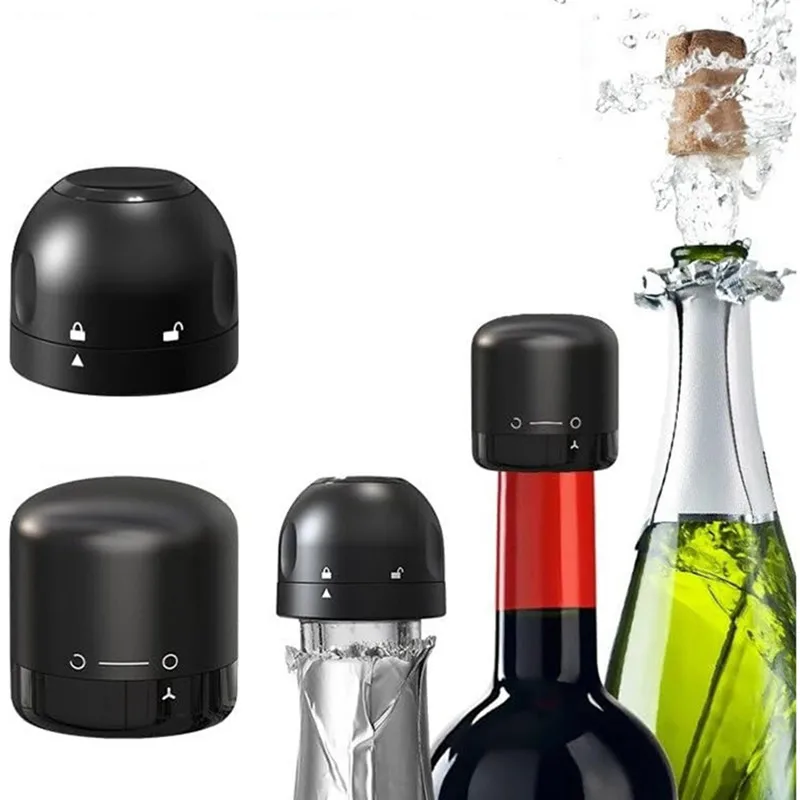 Vacuum Red Wine Bottle Cap Stopper Black Silicone Sealed Champagne Bottle Stopper Reusable Retain Freshness Wine Plug Bar Tools