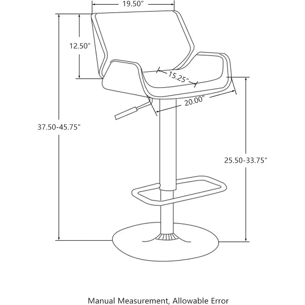 Adjustable Bar Stool Set of 2 Swivel Mid-Century Modern PU Leather Counter Dining Chairs with Back, Suitable for Bar Counter