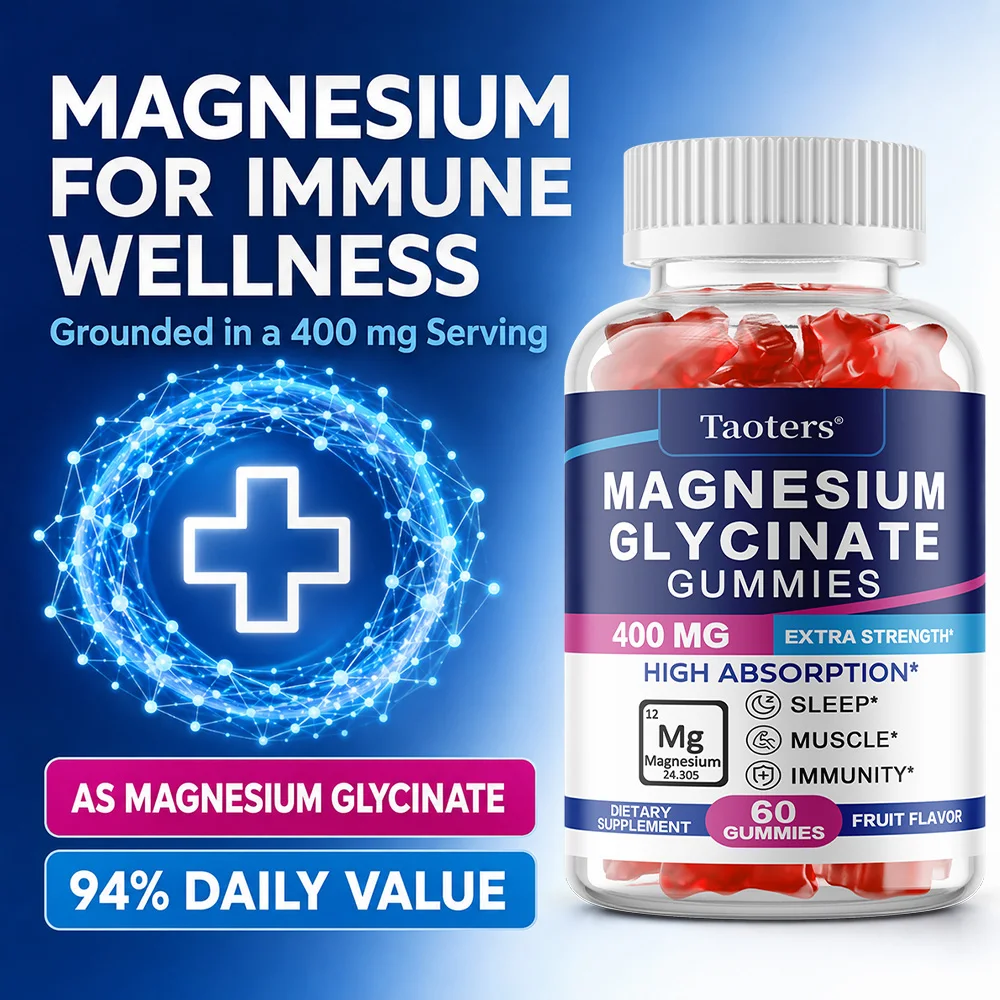 Magnesium Glycinate Gummies 400mg for Adults | High Absorption Magnesium Supplement, Body Support, Sleep and Relaxation