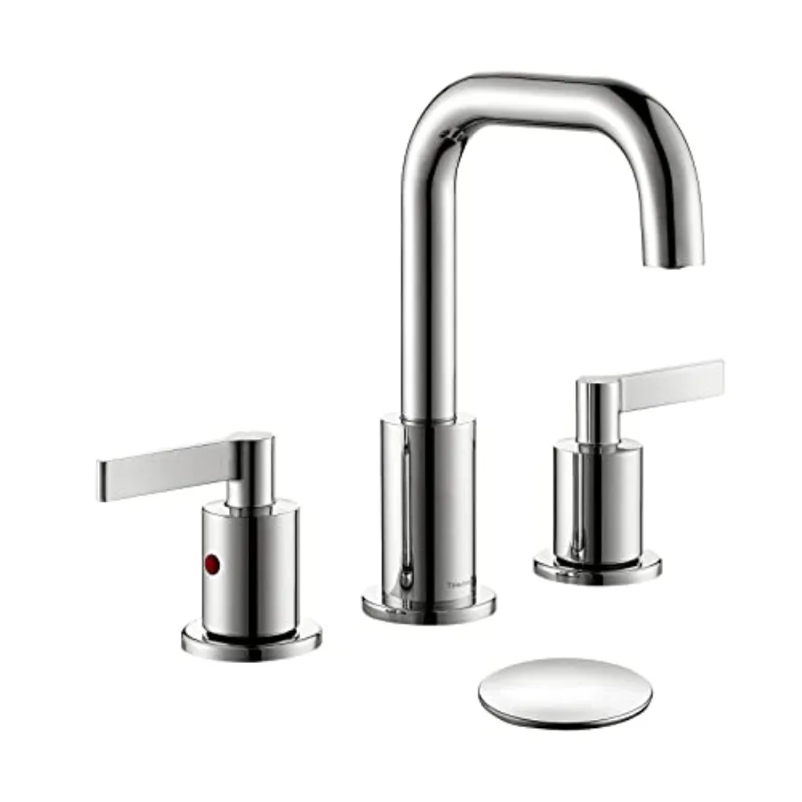 

8 Inch Widespread Bathroom Sink Faucet 3 Holes with Drain Assembly, High Arc Modern Two Handle Bathroom Vanity Lavatory Faucet