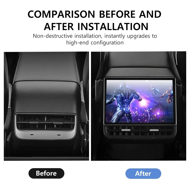 8.66 inch Achterscherm voor Tesla Model 3 2017-2023 Model Y 2019-2024 4G 64G achter Entertainment Display Ondersteuning