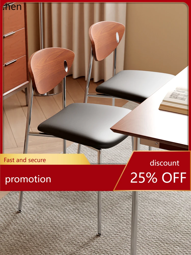 

ZML Dining Chair Vintage Casual Cafe Solid Wood Backrest Chair