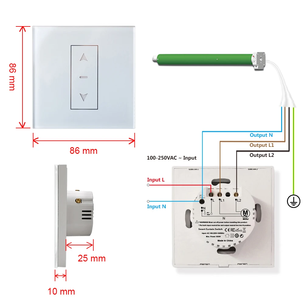 Wifi Smart Curtain Switch Remote Control Motorized Curtain and Roller Blind Works with Tuya Smart Life Alexa Google Home Siri