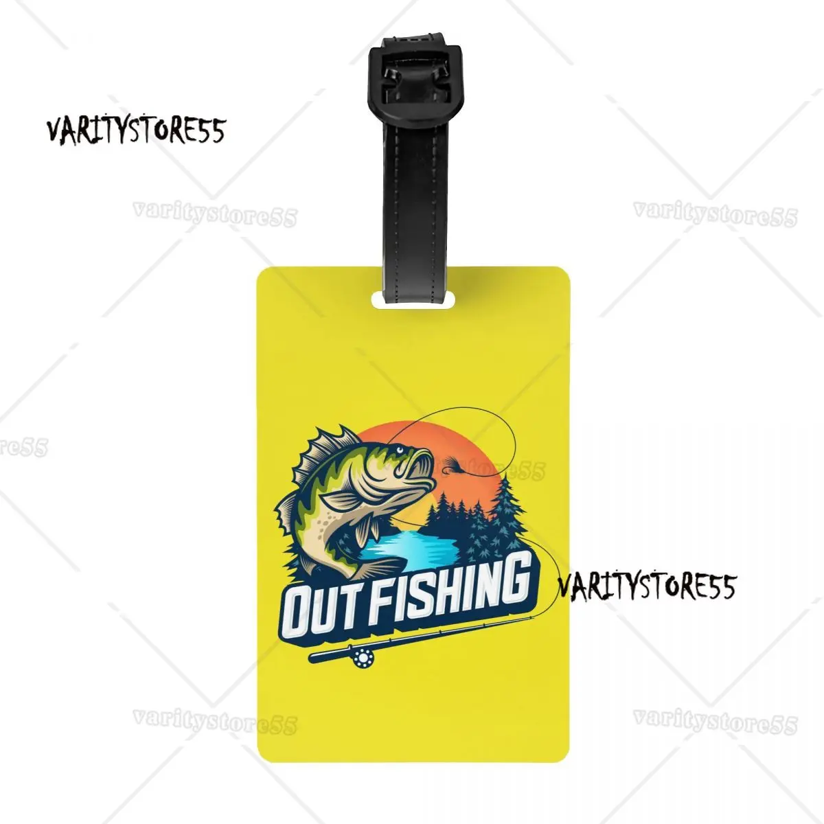 Out Fishing Luggage Tag Fish Fisherman Suitcase Baggage Privacy Cover ID Label