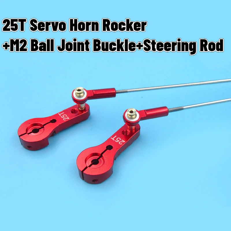 25T Servo Horn Standard Rocker+M2 Metal Ball Joint Buckle+M2/2mm Steering Rod Assembly For DIY RC Car/Airplane/Boat Model