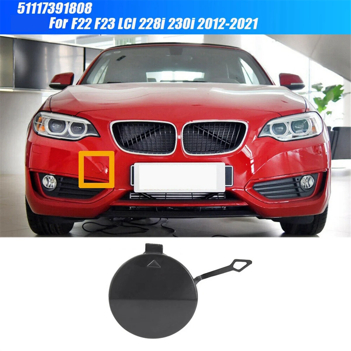 Car Front Bumper Hook Tow Eye Cover 51117391808 for BMW F22 F23 LCI 228I 230I 2012-2021 Towing Hook Caps