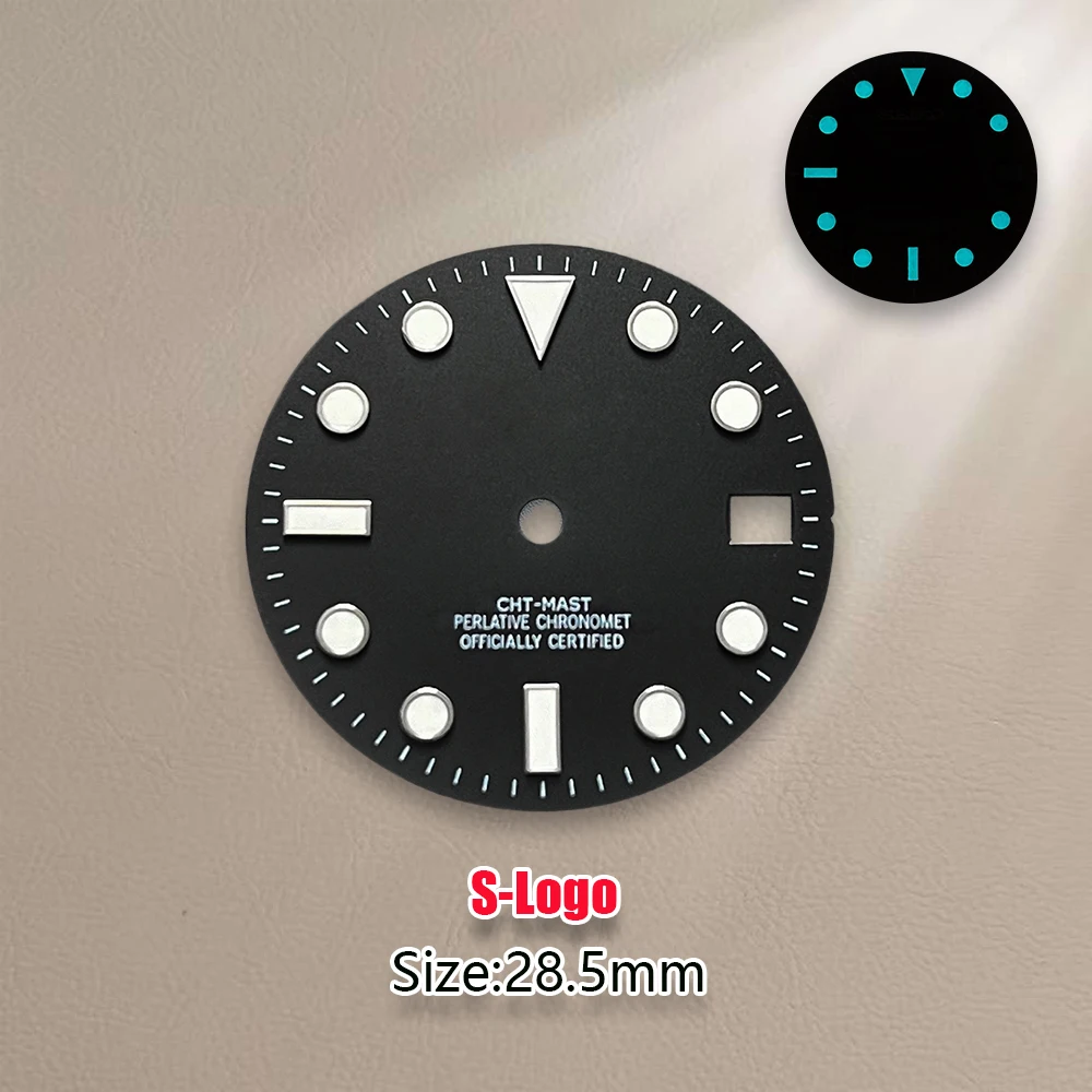 28.5mm High Quality S Logo Nh35 SUB Dial Blue Luminous Suitable For NH36 Movement Watch Modification Accessories repair Parts