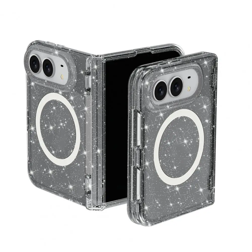Magnetic Glitter Phone Case for iPhoneDUO 18 Fold, Clear Phone Protector Shell Guard Anti-fall for MagSafe Phone Case