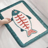 Cartoon fish bathroom anti slip mat shower room small carpet bathroom absorbent foot mat home decoration mat machine washable