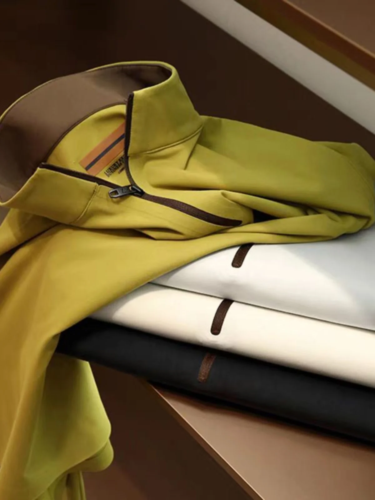 

Мужская люксовая футболка с длинным рукавом из ультратеплого волокна, с высоким воротником-стойкой, молодежная, модная, осенняя одежда