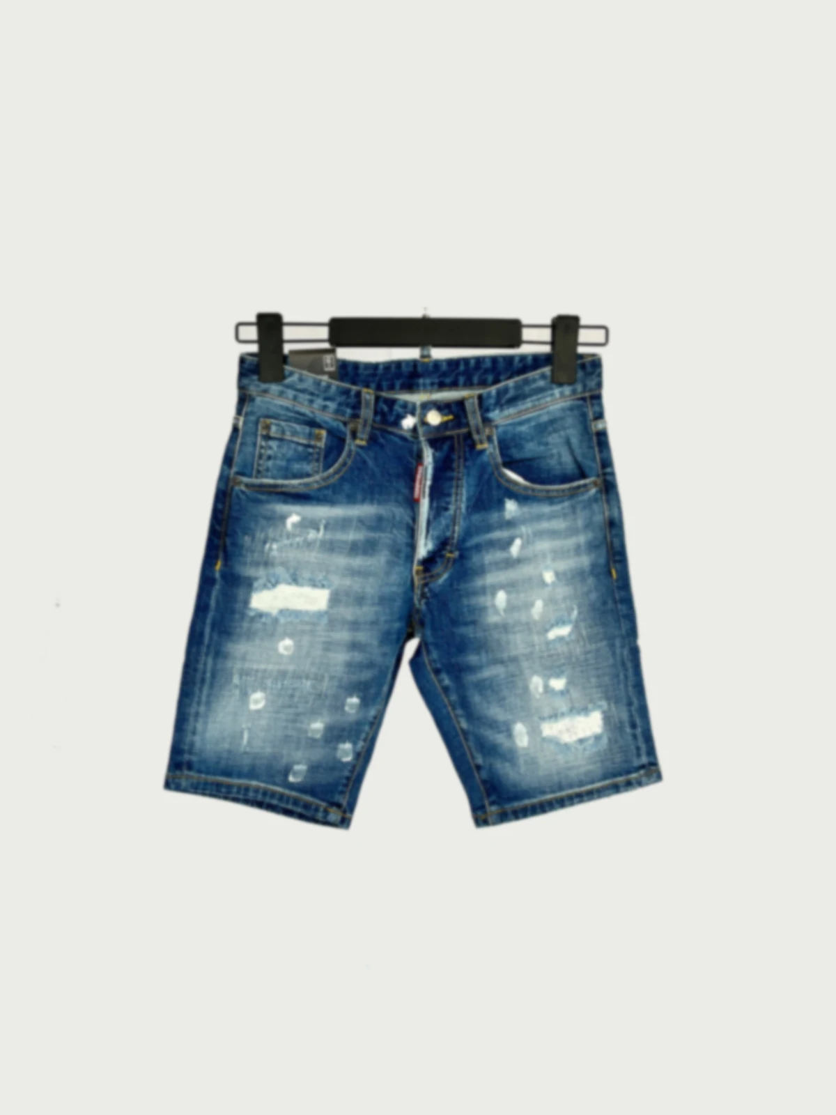 2024 Spring/Summer New D2 Jeans Trendy Men's Water Washed, Scratched, Patched, Painted, Slimming, Micro Elastic Denim Shorts for