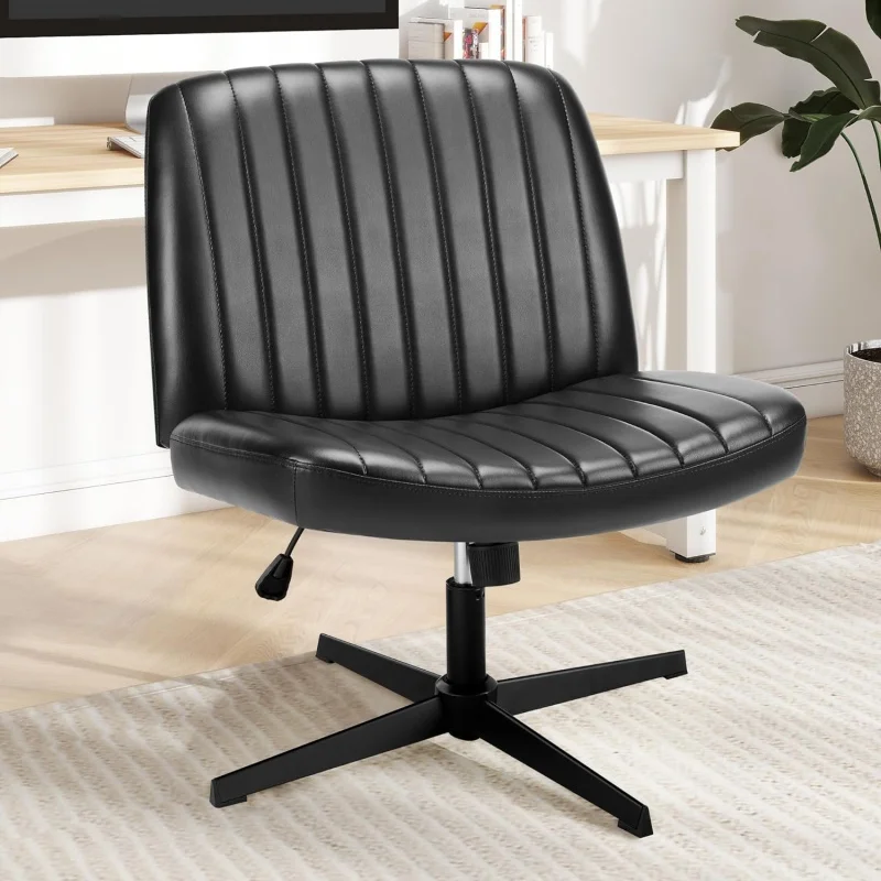 

Criss Cross Chair, Cross Legged Office Chair, Wide Comfty Desk Chair, No Wheels Armless Computer Task Chair, Swivel Vanity Home