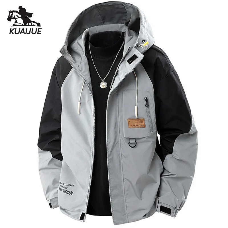 Chaqueta para hombre, primavera y otoño, nueva chaqueta con estampado y capucha, abrigo informal, abrigos de negocios para hombre, tallas L-4XL 5XL 6XL 7XL 8XL