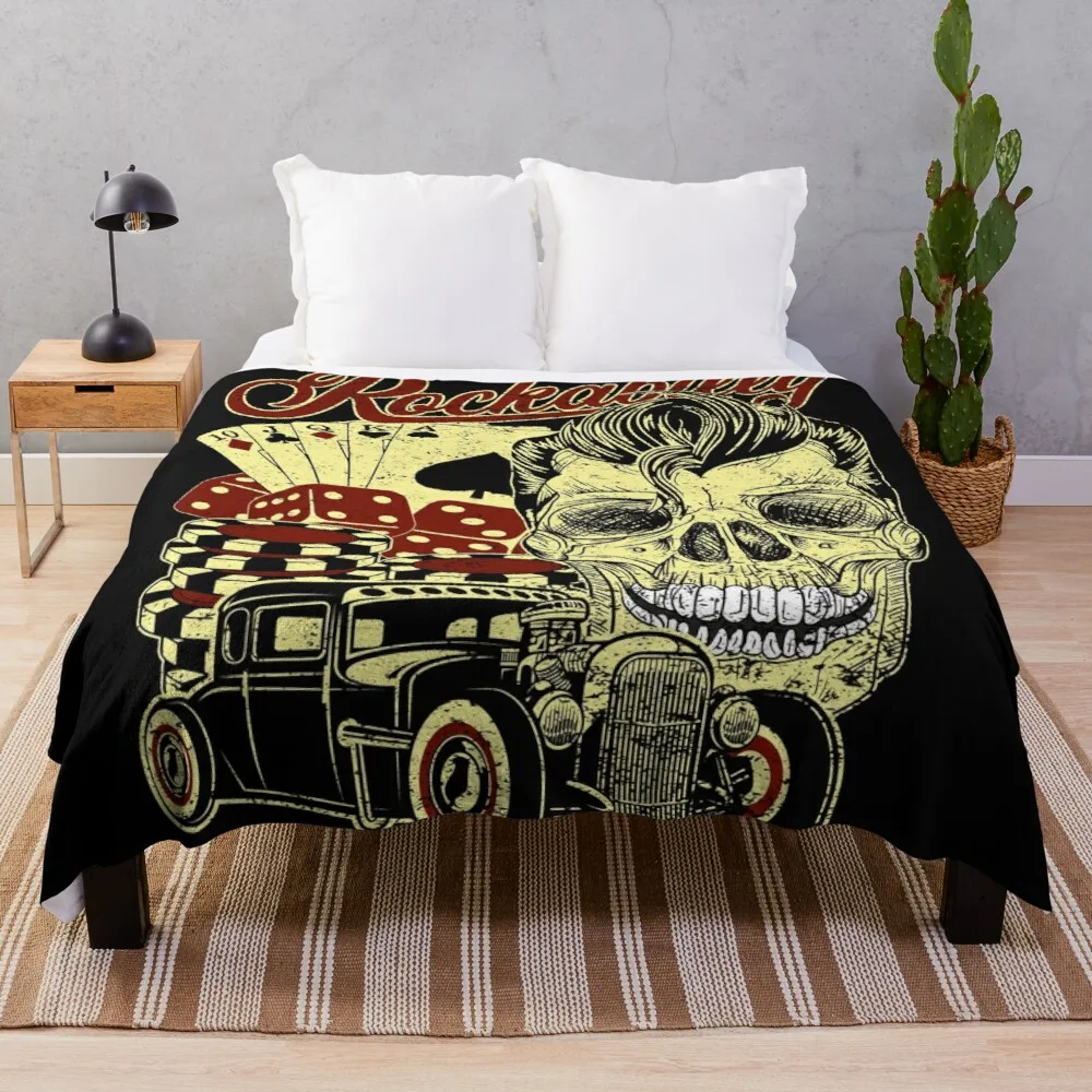 Rockabilly Throw Blanket Loose Blanket Thin Wadding Blanket