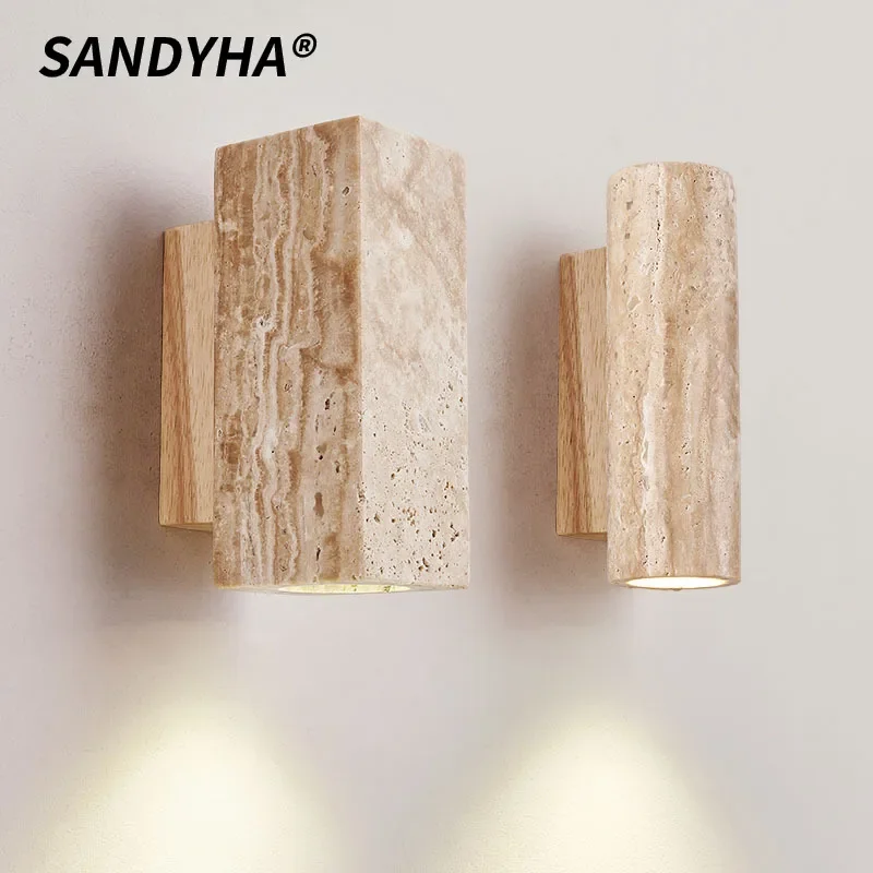 

SANDYHA Japanese Style Yellow Natural Stone Wall Lamp Ideal for Bedroom Bedside Living Room Study Indoor Decoration Unique