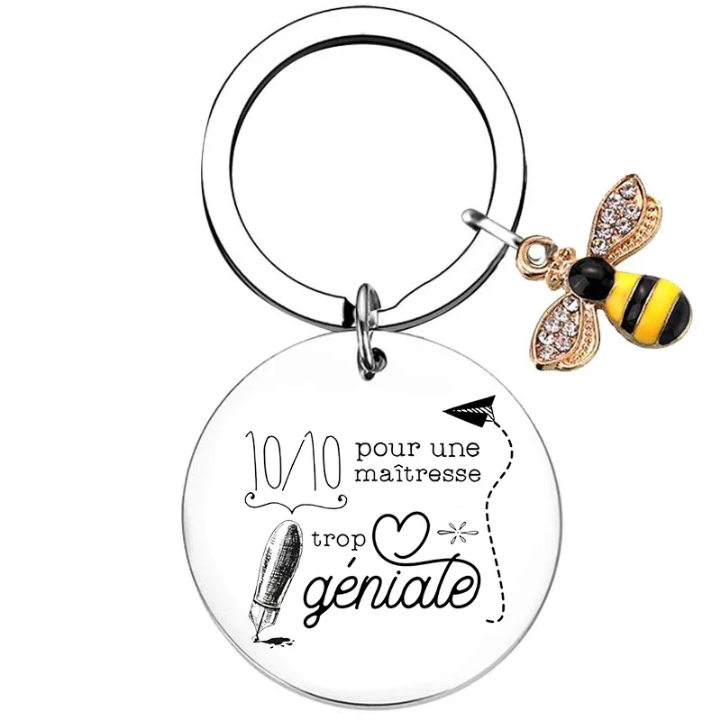 Merci maitresse French Teacher Day gifts Keychain Keyring Teachers Coworkers Teacher Gifts Key Chain Teacher Appreciation Gifts