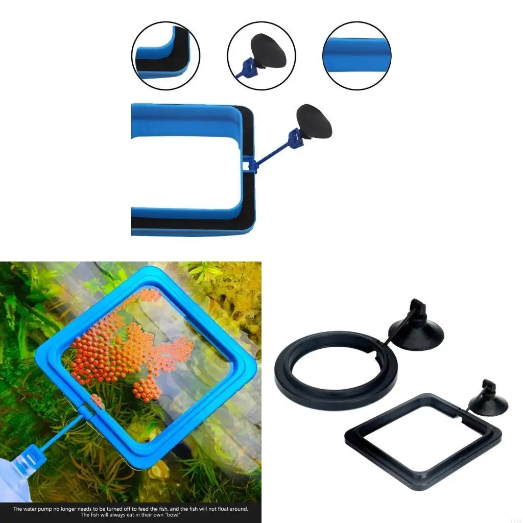 L9BE 2pcs Water Tanks Feeding Circles Square Aquariums Floating Feeders Circle