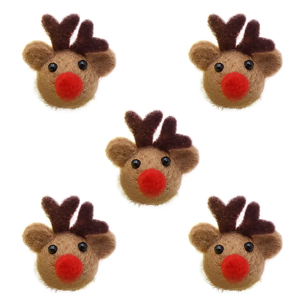 

5 Pcs Wool Felt Elk Head Christmas Tree Decorations Hair Pin Decorate DIY Ornament Wreath Material Child Chic