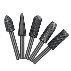 5Pcs Carbide Burr Rotary Rasp File AX Cylindrical Shape Double Cut Milling Cutter For Die Grinder Drill Bits